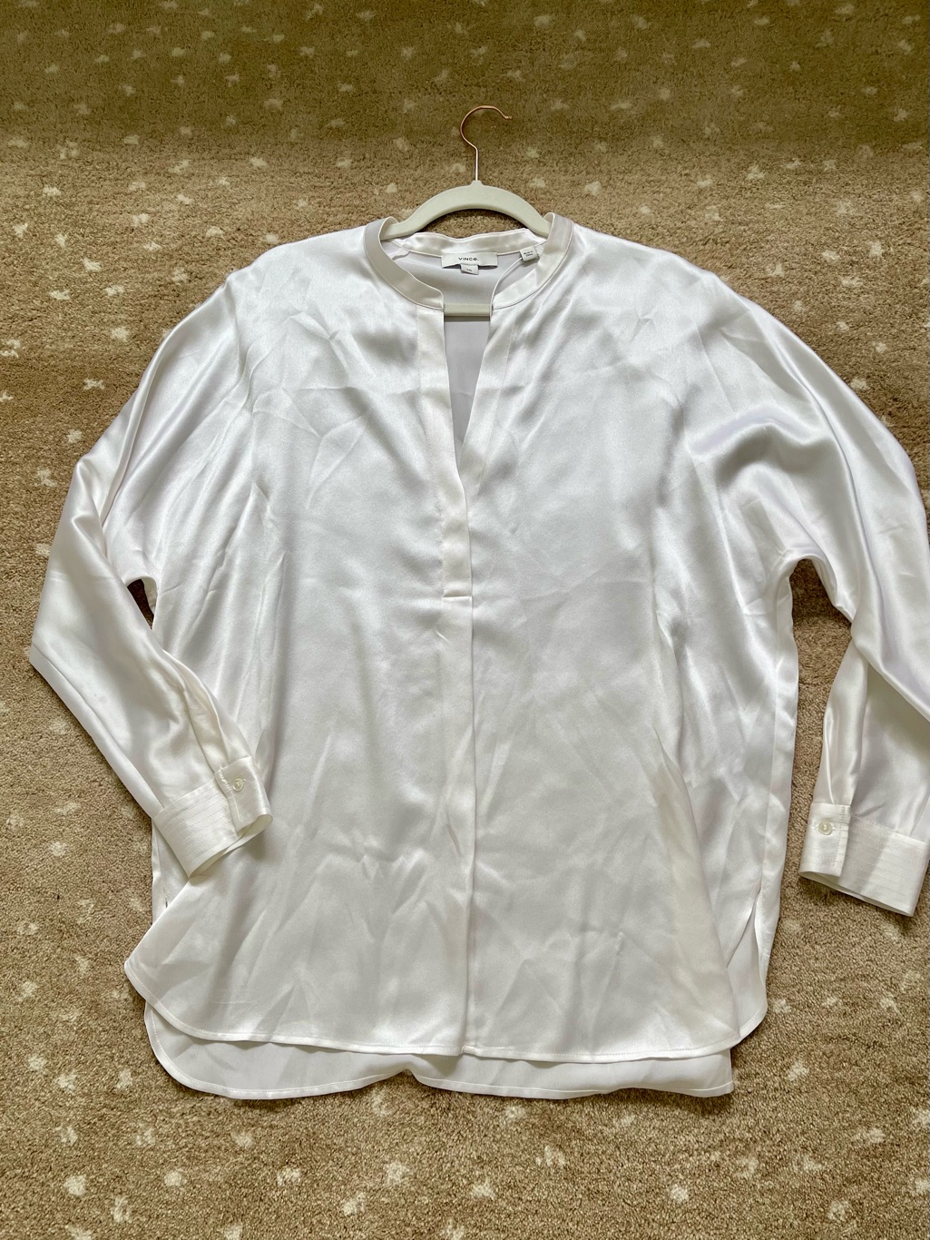 Vince White 100% Silk Button-Front Blouse